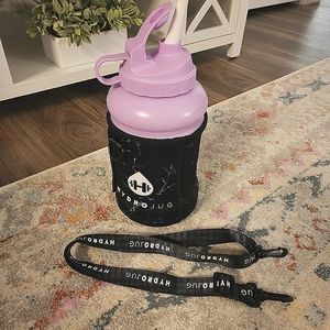 Hydrojug with sleeve, strap and straw